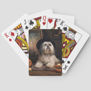 Jeu De Cartes Lhasa Apso Citrouilles Halloween Épouvantable