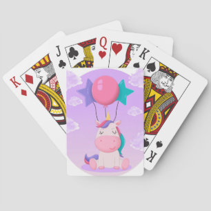 Jeu De Cartes Licorne et ballons lilas mignons assis
