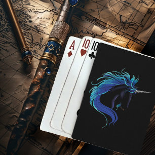 Jeu De Cartes Licorne noire élégante Fantaisie Magique Bleu Arge