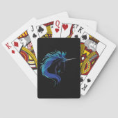 Jeu De Cartes Licorne noire élégante Fantaisie Magique Bleu Arge (dos)