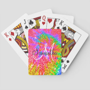 Jeu De Cartes Lien de teinture arc-en-ciel de monogramme Faux Pa