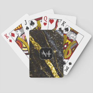 Jeu De Cartes Ligne brillante or noir chic abstrait Monogramme
