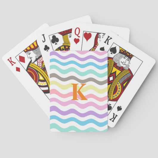 Jeu De Cartes Lignes modernes Wavy | Pastel Waves Monogram (dos)