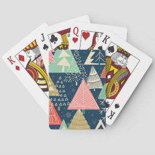 Jeu De Cartes L'Illustration Festive Des Arbres De Noël.