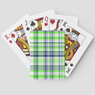 Jeu De Cartes Lime Green, Navy Blue, White Preppy Madras Plaid
