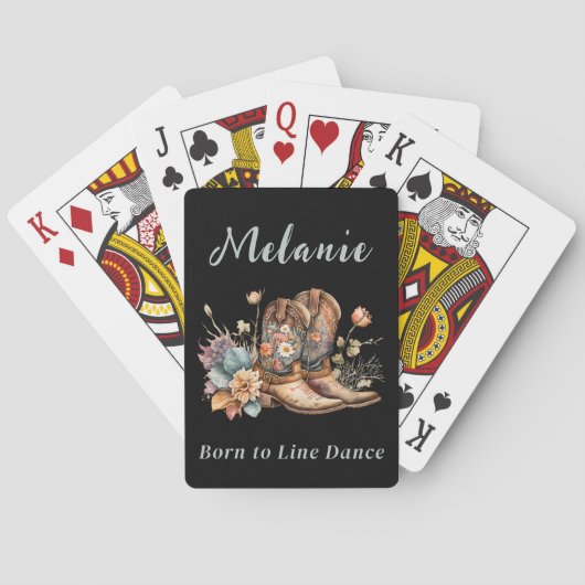 Jeu De Cartes Line Dance Pays Bottes Occidentales Fleurs (dos)