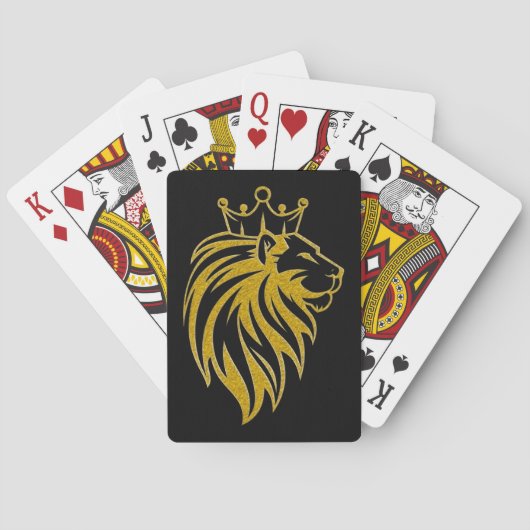 Jeu De Cartes Lion Avec Couronne - Style Or 2 (dos)