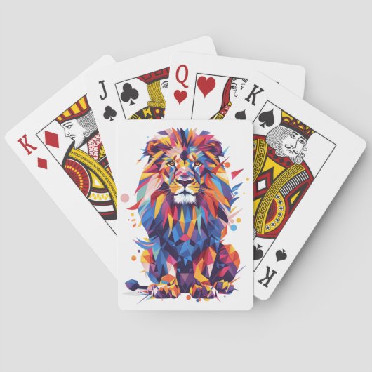 Jeu De Cartes Lion géométrique coloré (dos)