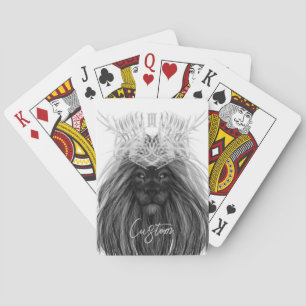 Jeu De Cartes Lion noir avec couronne Antlers et monogramme
