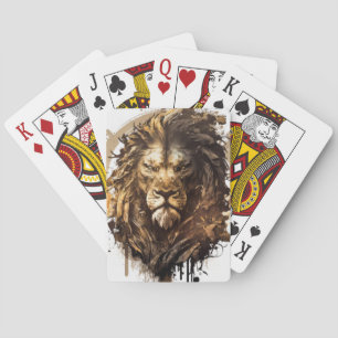 Jeu De Cartes Lion Portrait Animal Peinture Faune À L'Extérieur