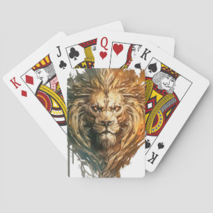 Jeu De Cartes Lion Portrait Animal Peinture Faune À L'Extérieur