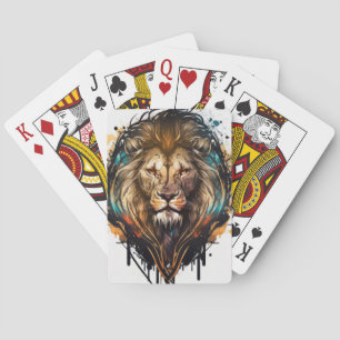 Jeu De Cartes Lion Portrait Animal Peinture Faune À L'Extérieur