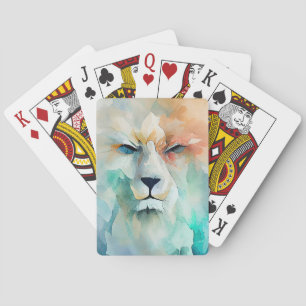 Jeu De Cartes Lion Wild Animal Nature Aquarelle Art Peinture