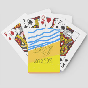 Jeu De Cartes LJ Monogramme Elégant Moderne Plage Mariage