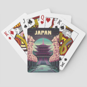 Jeu De Cartes LoFi Vaporwave Rétro 80s Temple Japonais Sakura