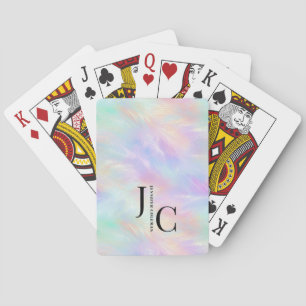 Jeu De Cartes Logo Monogramme moderne Iridescente Opal élégant