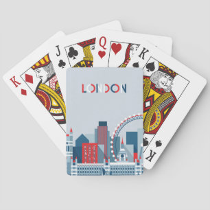 Jeu De Cartes Londres, Angleterre Skyline rouge, blanc et bleu