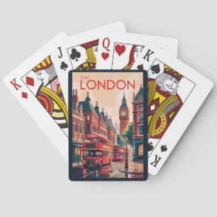 Jeu De Cartes Londres Angleterre Travel Art Vintage