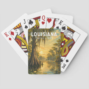 Jeu De Cartes Louisiane Illustration Voyage Art Rétro