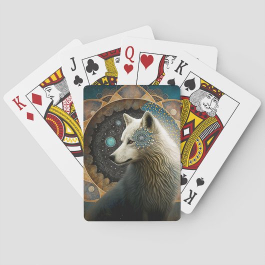 Jeu De Cartes Loup blanc Mandala (dos)