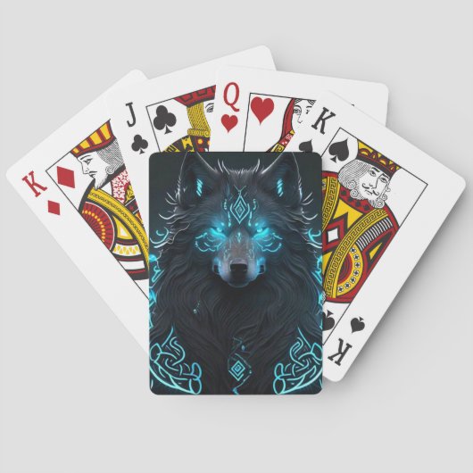 Jeu De Cartes Loup bleu celtique (dos)