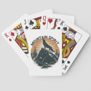 Jeu De Cartes Loup de la Majesté de montagne hurlant sur le pic
