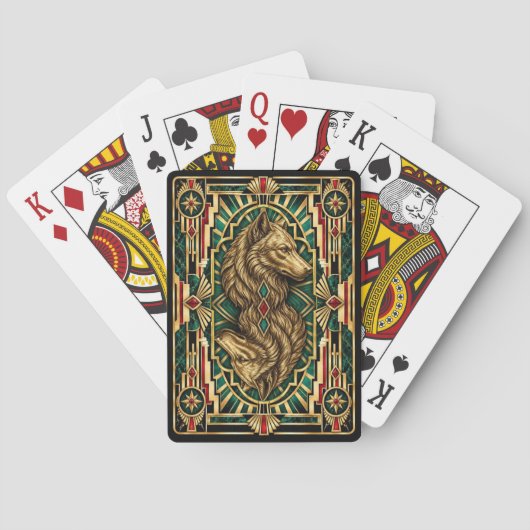 Jeu De Cartes Loup, faune Art déco (dos)