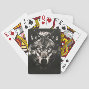 Jeu De Cartes Loup sauvage monochrome majestueux