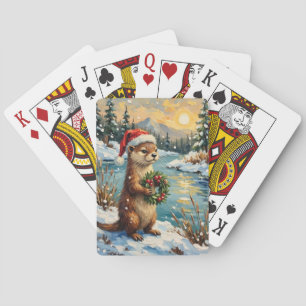 Jeu De Cartes Loutre vintage avec couronne de Noël par Frozen