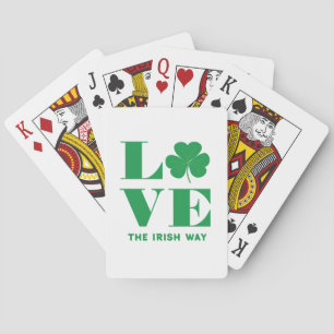 Jeu De Cartes Love Shamrock Clover Irish Custom Text Vert Blanc