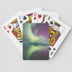 Jeu De Cartes Lumières d'aurore dans un lagon Jokulsarlon, Isl