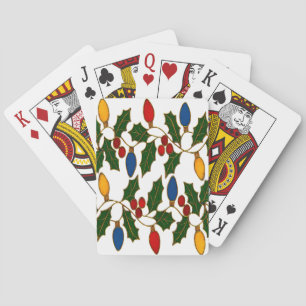 Jeu De Cartes Lumières de Noël et houx en cloisonné Art