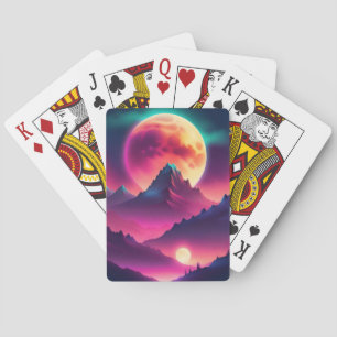 Jeu De Cartes lune montante entre les montagnes