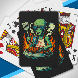 Jeu De Cartes Lunettes de soleil BBQ UFO Alien Vert Rétro Drôles