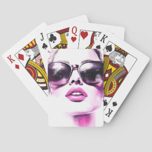 Jeu De Cartes Lunettes de soleil femme mode aquarelle rose chic