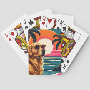 Jeu De Cartes Lunettes de soleil pour chien rétro Plage au couch