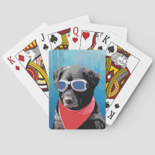 Jeu De Cartes Lunettes rouges de bleu de Bandana de chien de