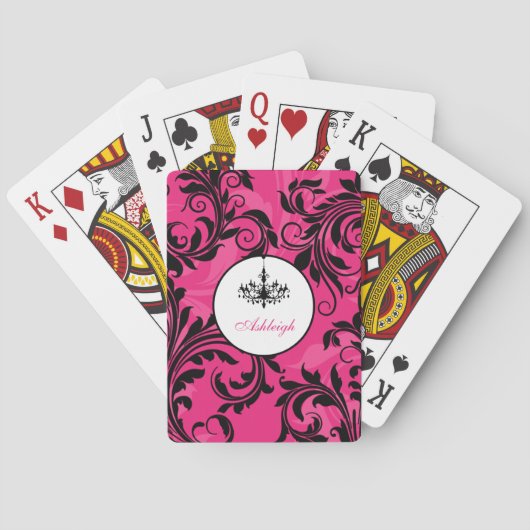 Jeu De Cartes Lustre rose Noir Blanc Défilé Lecture Cartes (dos)