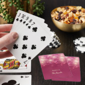 Jeu De Cartes Luxe Bokeh Glamor Rose Foncé Avec Nom (In Situ)