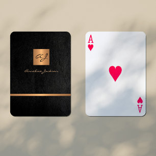 Jeu De Cartes Luxe élégant noir et or monogrammed moderne
