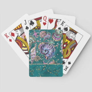 Jeu De Cartes Luxe Turquoise sous-marin | Coquillages d'or Green