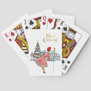 Jeu De Cartes Madame de 1950 envoyant des vœux de Noël