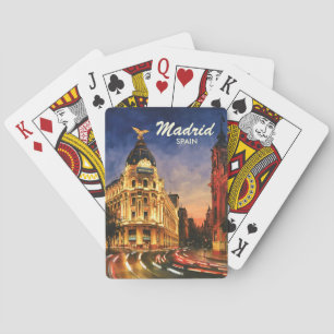Jeu De Cartes Madrid Espagne Gran Via Nuit Paysage Urbain Aquare