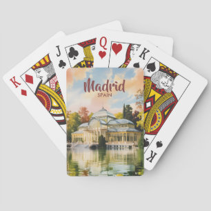 Jeu De Cartes Madrid Espagne Palais de Cristal Aquarelle Voyage