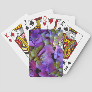 Jeu De Cartes Magenta Purple bleu jaune Hydrangeas fleurs