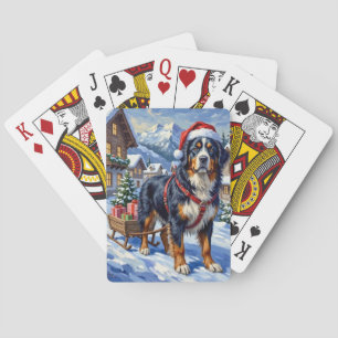 Jeu De Cartes Magnifique chien de montagne bernois Noël alpin