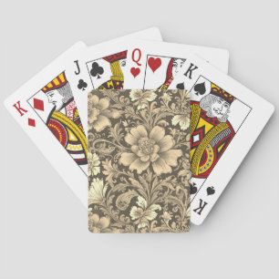 Jeu De Cartes Magnifique motif floral sépia vintage