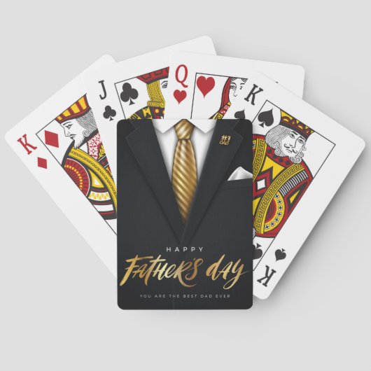 Jeu De Cartes Magnifique or blanc noir Fête des pères heureuse (dos)