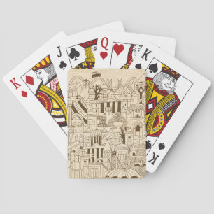 Jeu De Cartes Main Londres tirée sur vieux papier