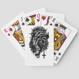Jeu De Cartes Mains de squelette gothiques Roses rouges Hallowee